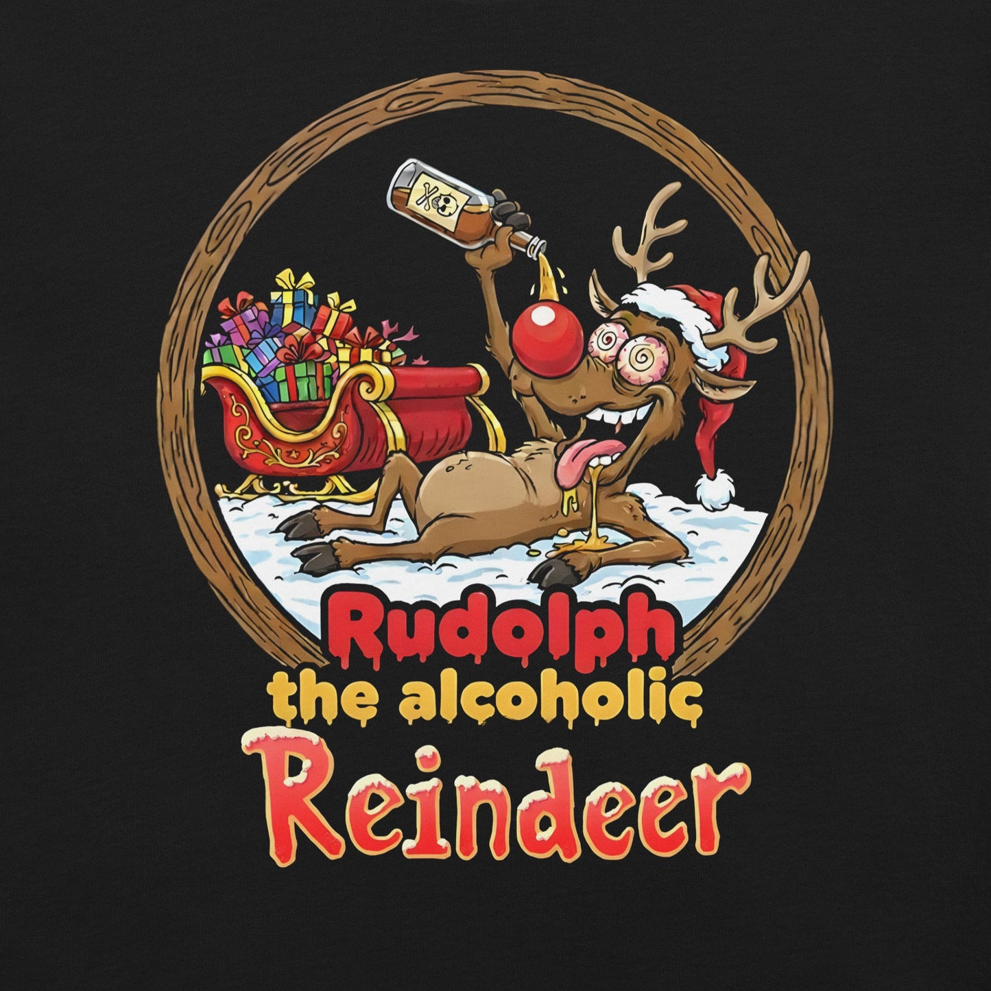 Rudolph the alcoholic reindeer – T-shirt Heavy Metal T-Shirt Christmas T-Shirt von Dax Metal Designs – Bella+Canvas