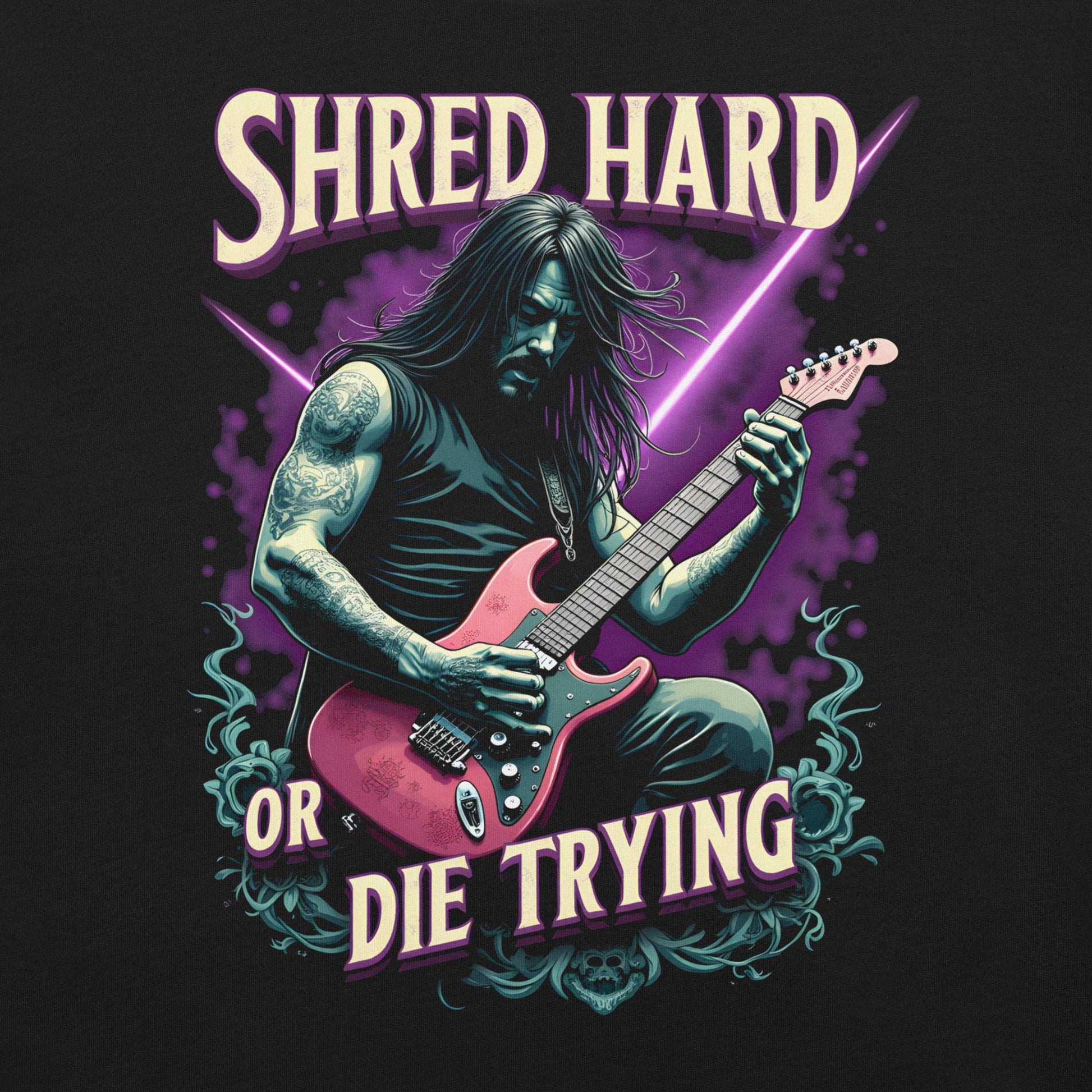 Shred hard or die trying – Heavy Metal T-Shirt von Dax Metal Designs – Bella+Canvas