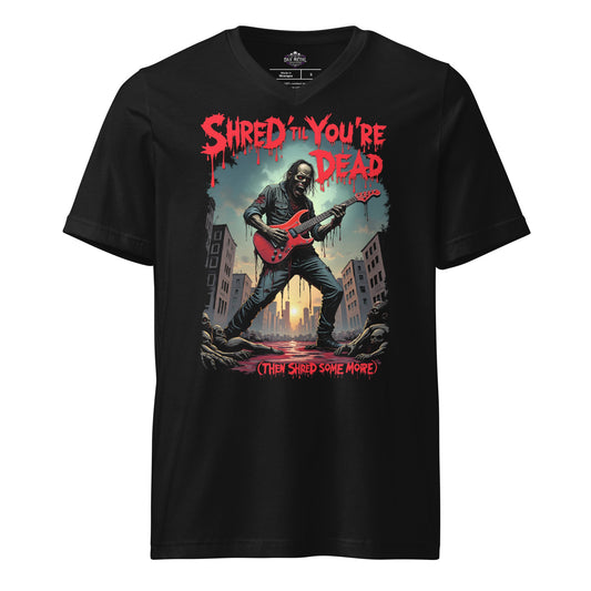 Shred 'Til You're Dead – Damen-T-Shirt mit V-Ausschnitt Metal T-Shirt von Dax Metal Designs – Bella+Canvas