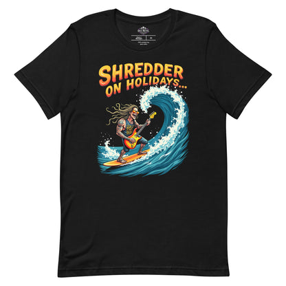 Shredder on Holidays -T-Shirt Heavy Metal T-Shirt Gitarren-T-Shirt  von Dax Metal Designs – Bella+Canvas