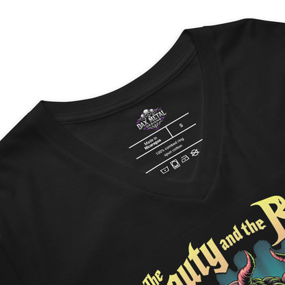 The Beauty and the Bass - T-Shirt mit V - Ausschnitt - Dax Metal Designs