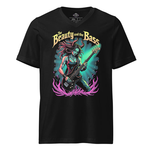 The Beauty and the Bass - T-Shirt mit V - Ausschnitt - Dax Metal Designs