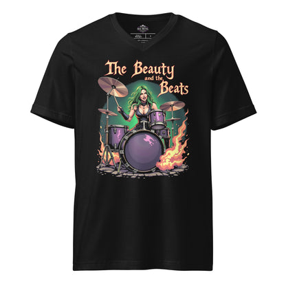 The Beauty and the Beats - T-Shirt mit V - Ausschnitt - Dax Metal Designs