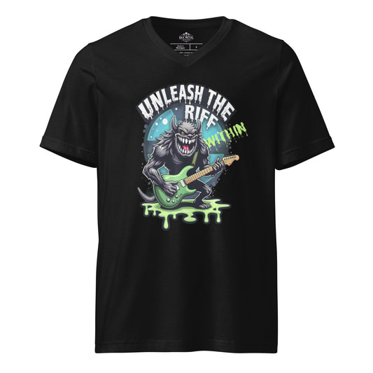 Unleash the Riff within 1 - T-Shirt mit V - Ausschnitt - Dax Metal Designs